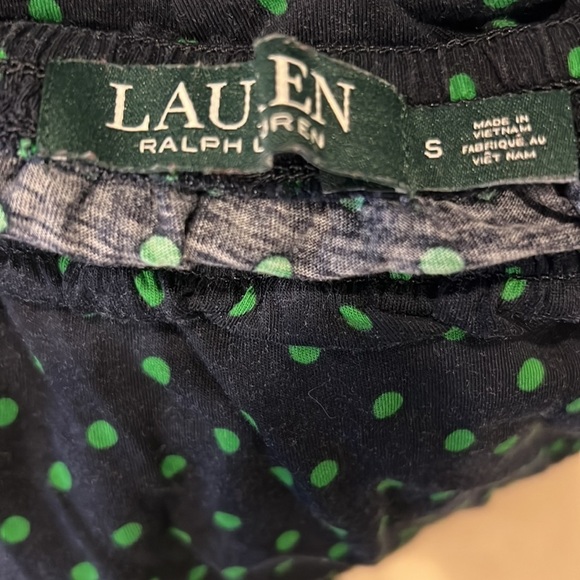 Lauren Ralph Lauren Navy with Green Polka Dot Top‎ Size S - Picture 3 of 5